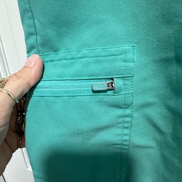Figs Zamora Teal Green Jogger Pants with Navy Drawstring Size XXS - Picture 7 of 10